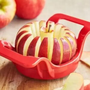 Apple Cutter Stainless Steel Blades Fruit Slicer, Alternative for Apple Cutter Machine, Stainless Steel Blade Apple Fruit Cutter and Slicer for Precision Cutting, Easy Grip Apple Slicer Red