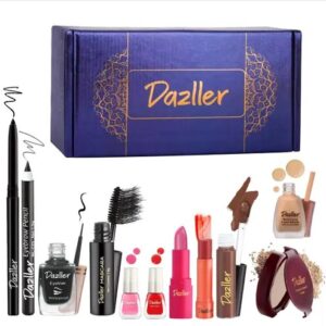 Dazller New Mini Glam Kit | 11-in-1 | Full face makeup | Pocket-sized | Budget-friendly | Water-resistant | Lightweight | Sheer Matte | Biscotti (Medium)