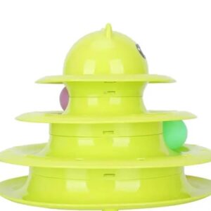 DogTrust Pet Interactive Fun Roller Exerciser 3 Level Cat Teaser Ball Toy with 3 Colorful Balls Random Color