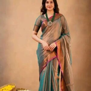 NEW PREMIUM QUALITY TISSUE SAREE WITH RUNNING BLOUSE PEICE