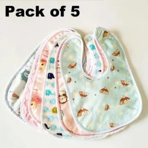 Baby bib set of 5 chit buttoned waterproof
