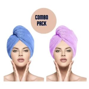Set of 2 Hair Towel Wrap Absorbent Towel Hair-Drying Quick Dry Shower Caps Bathrobe Magic Hair Warp Towel Super Quick-Drying Microfiber Bath Towel Hair Dry Cap (Multicolor) {pack of 2}