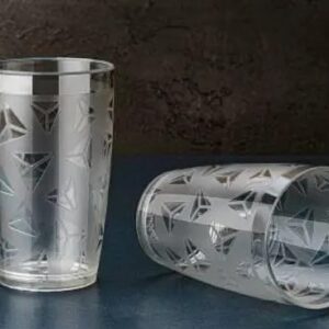 Blueberry (Pack of 6) Dimond Curved Shaped Glasses / Unbreakable Prism Pattern Water/Juice Drinking Glasses Set Of 6 ( Clear, Plastic) / Each glass has capacity of 300ml