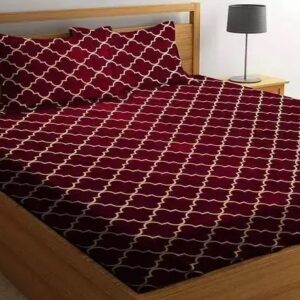 Fitted Cotton king size bedsheet with elastic and 2 pillow covers