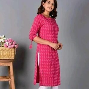 Stylish Casual Wear Cotton Kantha Pattern Kurti