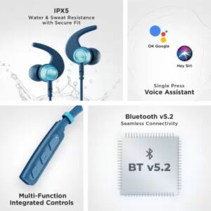 Rockerz 235 Pro Wireless Bluetooth Neckband Earphone, Upto 20 hrs of Playtime, Beast Mode, Low Latency, IPX5 Water & Sweat Resistance, ENx Technology,