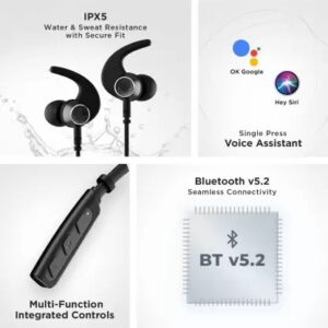 Rockerz 235 Pro Wireless Bluetooth Neckband Earphone, Upto 20 hrs of Playtime, Beast Mode, Low Latency, IPX5 Water & Sweat Resistance, ENx Technology,