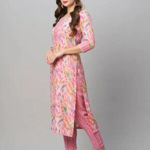 Avantika Pink Womans Kurta With Bottomware