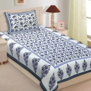 Cotton Jaipuri Single Bedsheet 1 Bedsheet with 1 Pillow cover