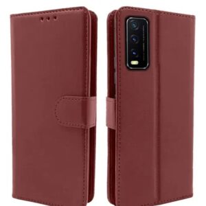 Flip Cover For Vintage Vivo Y20,Y12s,Y20i,Y20G Wallet Case Cover |360 Complete Protection Cover | Inbuilt Stand & Pockets | Leather Premium Quality Cover | Durable Case Cover| Full Body Complete Protection Cover and Safety Flip Case Cover for Vivo Y20,Y12s,Y20i,Y20G (Brown)