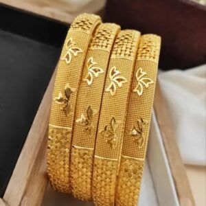 Fancy 4 Piece Gold Plated Patla Twinkling Chic Bracelet & Bangles For Women And Girls