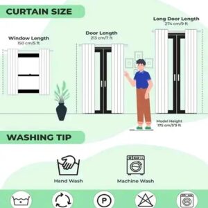 Solid Pattern Curtains for Window and Door Pack Of 3