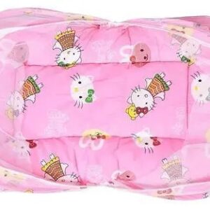 New Born Baby Mosquito Net, Bedding Set Sleeping Nest Travel Bed for Baby Infant, Mattress Folding Cotton Digital Print Mattress with Mosquito Net (0-12 Month) (Pink)/Mosquito Net Bed For Baby