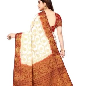 NEW BANARASI SILK SAREE WITH UNSTICHED TASSELS & LATKAN