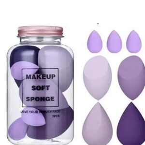 Makeup Sponge Set Beauty Blender with Egg Case, Soft Sponge For Liquid Foundation, Creams, and Powders Latex Free Wet and Dry Makeup (Multicolor 4 Big + 3 Mini -7 Pcs set) RANDOM COLOUR WILL BE SHIPPED (Pack Of 1 Jar)