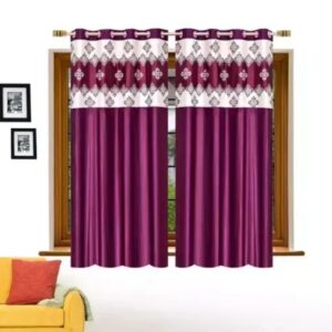 Mulberry Purple Designer Heavy 24 KG Quality Crush 5 Feet Window Curtains Pack of 2