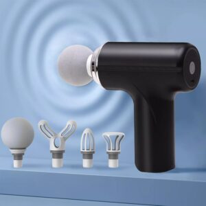 Mini Massage Gun Deep Tissue Portable 6 Speeds Handheld Muscle Massager with 4 Massage Heads 1800mAh Battery And Type-C Charging for Muscle Pain Relief Recovery Black