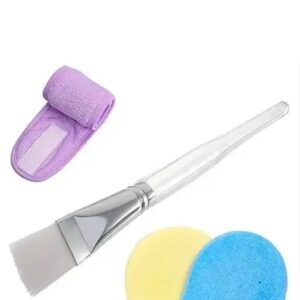 Face Pack Brush Non-Slip Spa Headband with Face cleaning sponge Multicolor