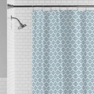 Shower Curtain | Medallion Blue Design PEVA Curtain for Bathroom | Shower Curtain for Bathroom | Bathroom Shower Curtain with Hooks | 6 Feet |