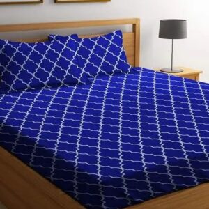 fitted glace cotton king size bedsheet with elastic and 2 pillow covers
