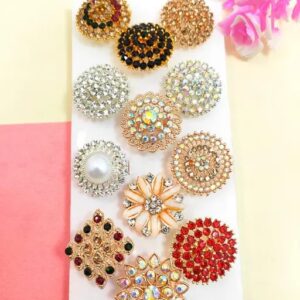 Combo Of 12 Partywear Multicolour Adjustable Rings