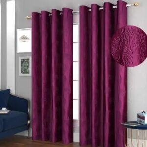 Tree punching Poyester Pack of 2 Printed Curtains for DOOR , WINDOW