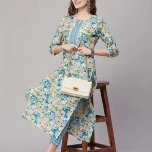 Printed Cotton Kurta Set With Pant