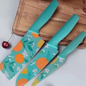 Stainless Steel 3 Pieces Professional Kitchen Knife Set/Meat Knife/Chef Knife with Non-Slip Handle Sharp Manual Sharpening for Home Kitchen/High Carbon Stainless Steel Knife Blue Set(Blue)