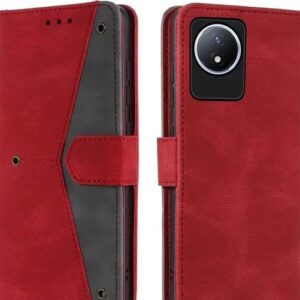 Flip Cover Vivo Y02t Compatible for Vivo Y02t Stylish Designer Trendy Girls Cover Artificial Leather Printed Flip Cover for Vivo Y02t Flip Cover Executive Red, Magnetic Closure