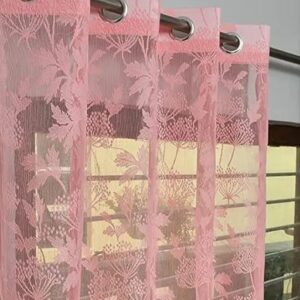 Attractive Floral Patternn Polyester Heavy Lilly Net Curtain ( Parda ) – 1 PCS (SIZES – WINDOW-5FT/DOOR -7FT/LONG DOOR -9FT)CT-13 , BABY PINK