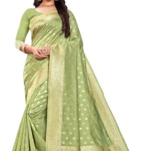 Women’s Soft Banarasi Silk Saree New Collection Sarees With Blouse Piece Firozi