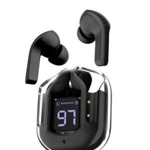 UltraPods Max TWS Earbuds Pro Bluetooth | Transparent Design | Fast Charging | 13mm HD Bass Drivers | Built-in Mic | Running, Outdoors, Music Sound BLACK