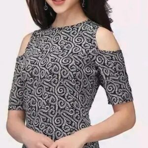 Kurti Black Crepe A-line Straight Kurta