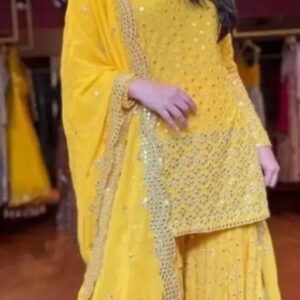 WOMENS GARARA SUITS New Fancy Garara Georgette 9mm Heavy sequence Work Wear Suit Like Party Wear Garara suit
