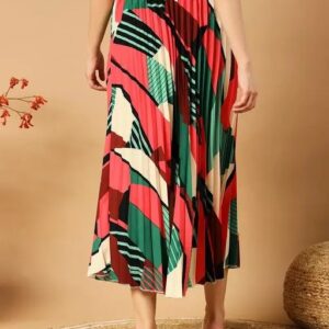 Fancy Solid Pleated Polyester Skirt For Women