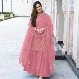 Women’s Beautiful Traditional Rayon Printed Kurta Sharara And Net Dupatta Set
