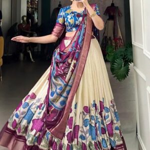 Women’s Collection Dolla Silk Lehenga Choli Patola Print with Foil Work With Unstitched Blouse