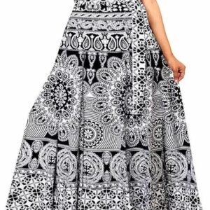 Women’s Fashion Long Wrap Skirt Cotton Black White