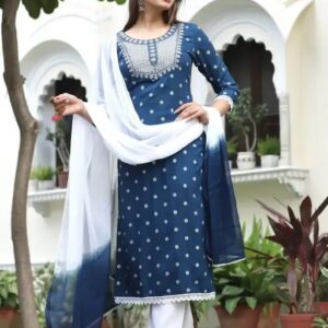 RAYON NECK EMROIDERY 3 PC SUIT FOR WOMAN FASHION