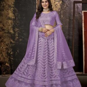 Self Design Embroidered Sequinned Semi Stitched Lehenga Choli With Dupatta