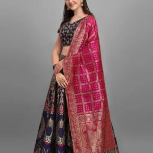 Women Jacquard Woven Design Stitched Lehenga & Unstitched Blouse with Dupatta