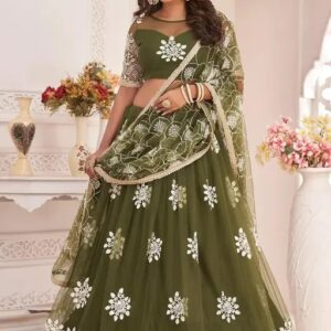 Semi-Stitched Lehenga & Unstitched Blouse with Dupatta, Self Design Wedding Semi Stitched Lehenga Choli (Free Size)