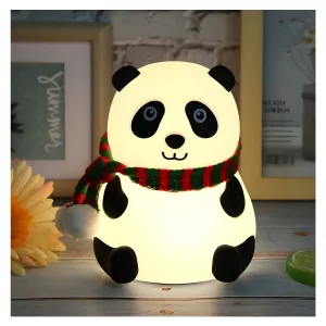 Panda Silicone Night Light Squishy LED Animal Night Light Silicone 7-Color Changing Light Lamp Panda Light Up USB Rechargeable Touch Light Night Lamp Home Decor Lights