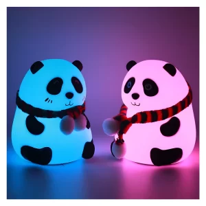 Panda Silicone Night Light Squishy LED Animal Night Light Silicone 7-Color Changing Light Lamp Panda Light Up USB Rechargeable Touch Light Night Lamp Home Decor Lights