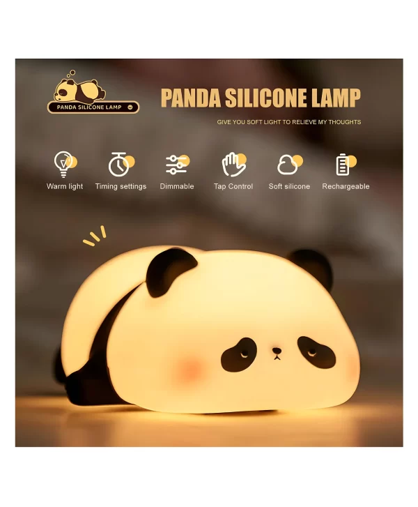Kids Sleeping Panda Night Light Touch Silicone Animal Night Lamp | Rechargeable LED Bedside Lamp for Children's Bedroom | Ideal Gift for Boys, Girls - Image 7