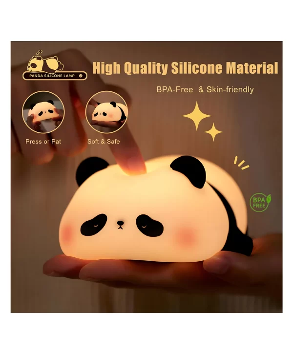 Kids Sleeping Panda Night Light Touch Silicone Animal Night Lamp | Rechargeable LED Bedside Lamp for Children's Bedroom | Ideal Gift for Boys, Girls - Image 5