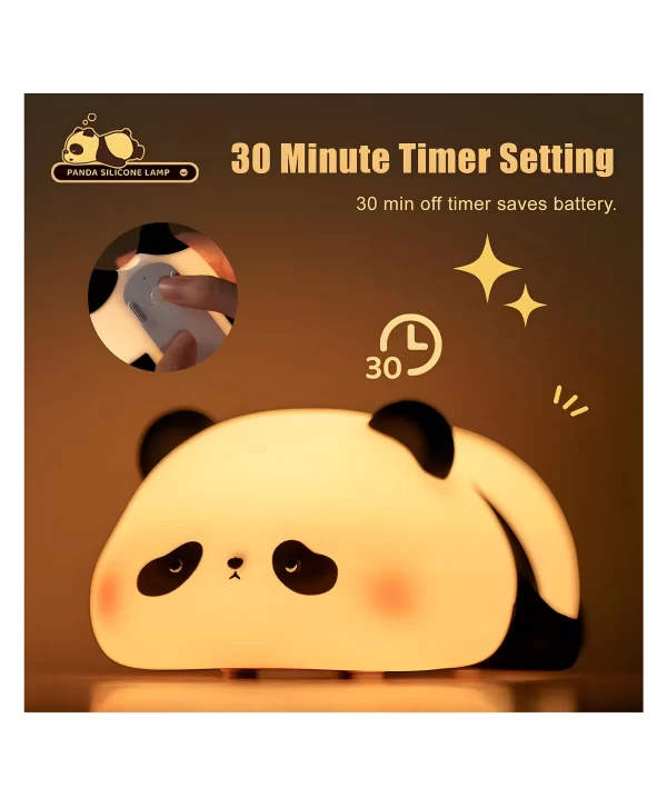 Kids Sleeping Panda Night Light Touch Silicone Animal Night Lamp | Rechargeable LED Bedside Lamp for Children's Bedroom | Ideal Gift for Boys, Girls - Image 4