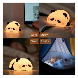 Kids Sleeping Panda Night Light Touch Silicone Animal Night Lamp | Rechargeable LED Bedside Lamp for Children’s Bedroom | Ideal Gift for Boys, Girls