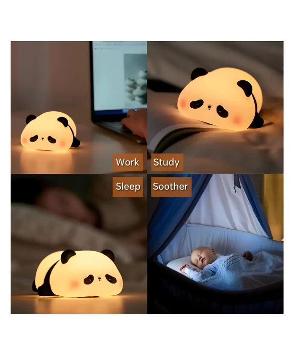 Kids Sleeping Panda Night Light Touch Silicone Animal Night Lamp | Rechargeable LED Bedside Lamp for Children's Bedroom | Ideal Gift for Boys, Girls - Image 2