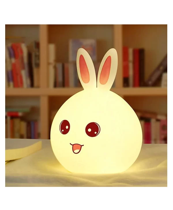Silicone Rabbit Night Light | USB Rechargeable 7 Color-Changing LED Lamp with Touch Sensor Control | Kids Bedroom Décor & Gift for Baby - Image 10
